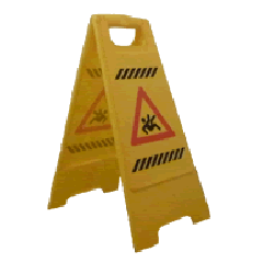 Selbststehendes Schild: Achtung Rutschgefahr.